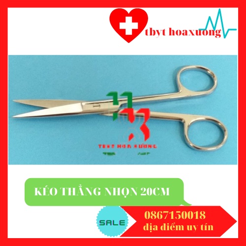 [Hàng Cao Cấp Parkistan] Kéo Y Tế Thẳng Nhọn 2 đầu 20cm - Kéo Cắt Chỉ