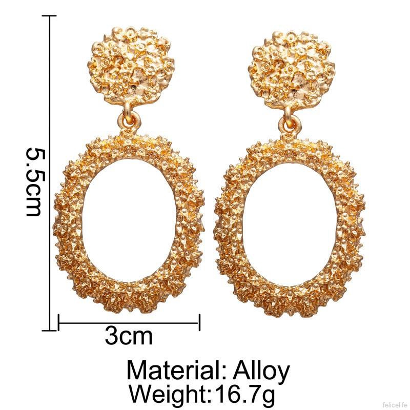 Bông tai kim loại khoét hình oval lớn