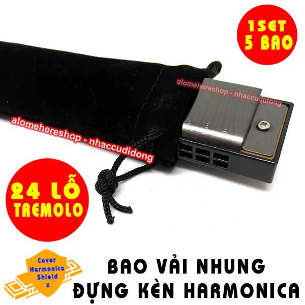 Bộ 5 Bao Nhung Đựng Kèn Harmonica Tremolo 24 Lỗ