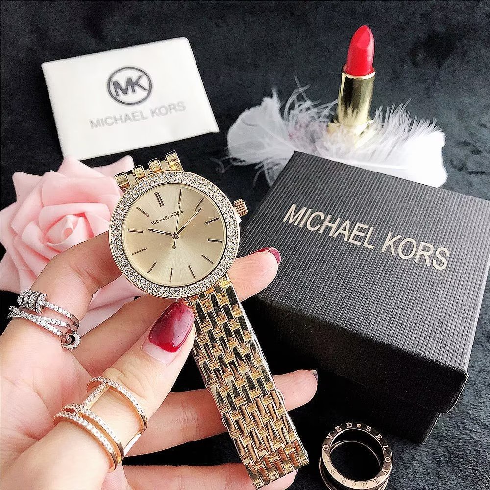 Đồng hồ đôi Michael Kors Mặt Tròn Đính Đá Thời Trang Dành Cho Nam Và Nữ