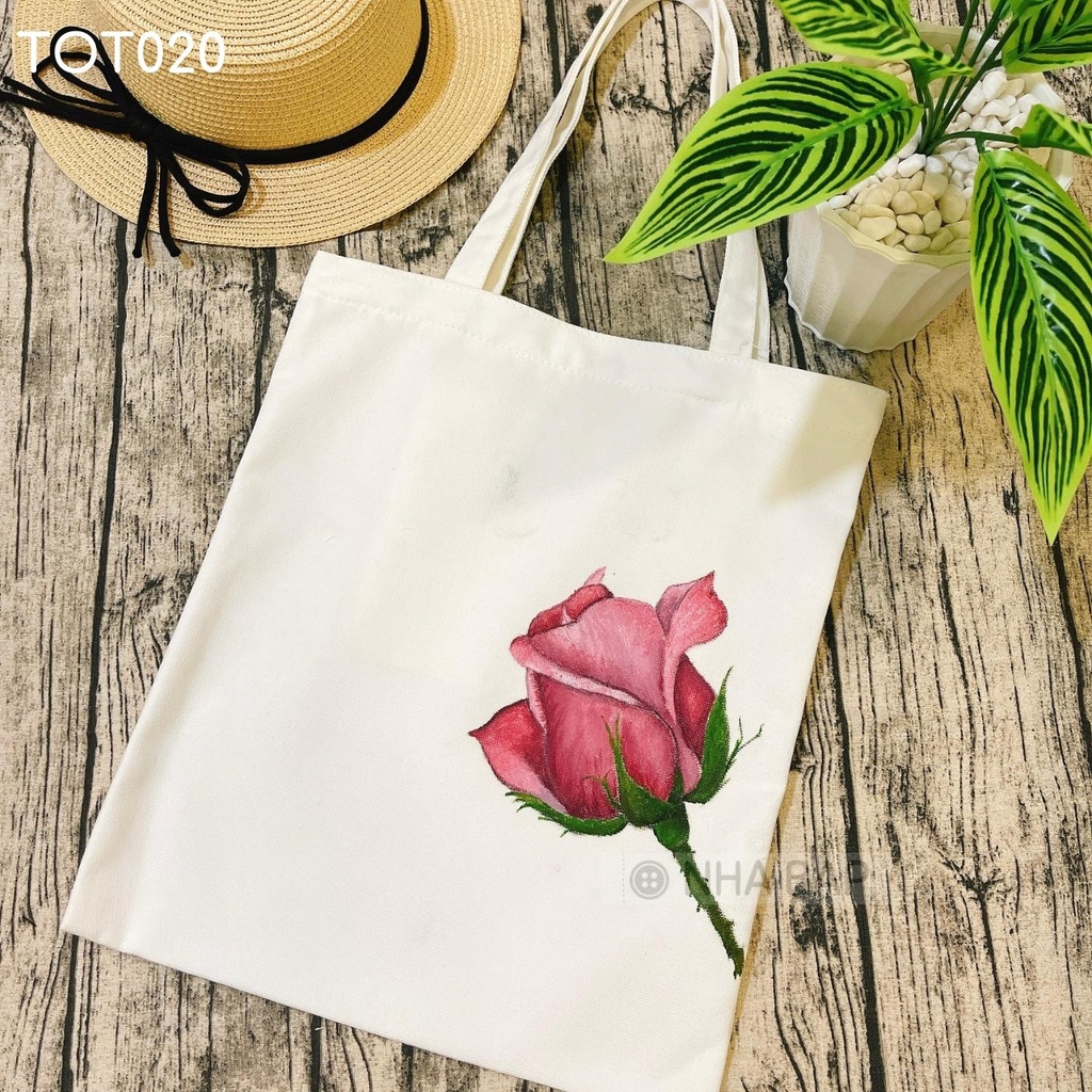 Túi đi học NHABAP có túi con dây kéo vừa A4 túi tote đen Vẽ Handmade giặt không phai túi tote đẹp làm quà tặng TOT014