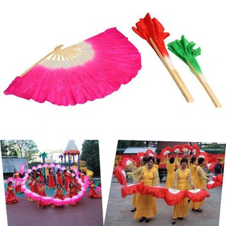 （ʚshibelss）Colorful  Silk Veil  Folk Art Chinese Belly Dance Dancing Bamboo Short Fan 