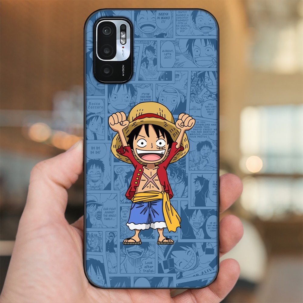 Ốp lưng Xiaomi Redmi Note 10 5G viền đen in hình Luffy One Piece