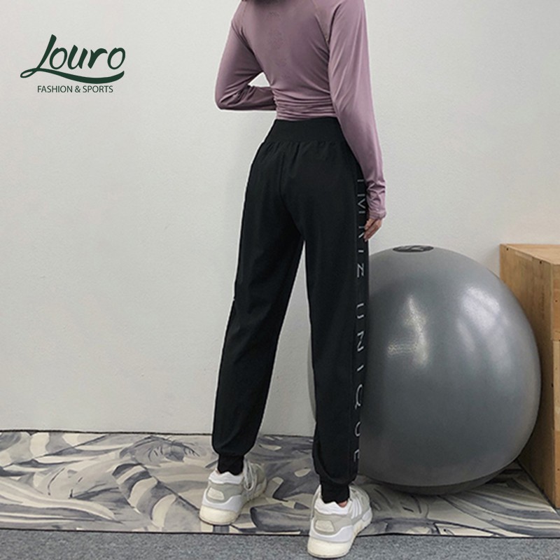 Quần Jogger nữ Louro QL101, mẫu quần tập gym nữ dáng rộng che mọi khuyết điểm, phù hợp tập luyện, đi chơi, leo núi