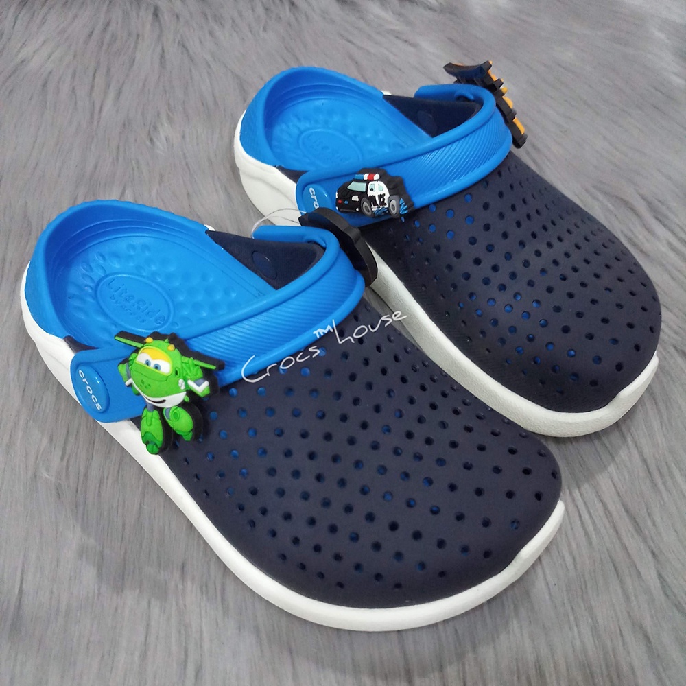 Dép sục crocs literide bé trai tặng kèm 4 jibbitz 2d, dép crocs trẻ em cao cấp  - Crocs house