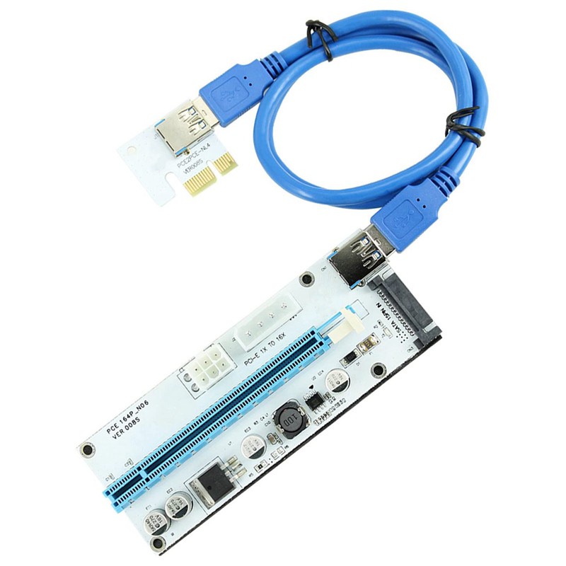 008S 1X TO 16X VGA Card Extension Cable PCI-E DC-DC 60cm USB 3.0 Cable Riser Card Riser Adapter Card for Computer