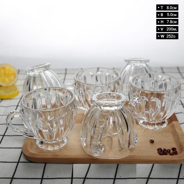 Bộ 6 chiếc cốc thủy tinh dày dặn, sang trọng, tinh tế, dung tích 195ml