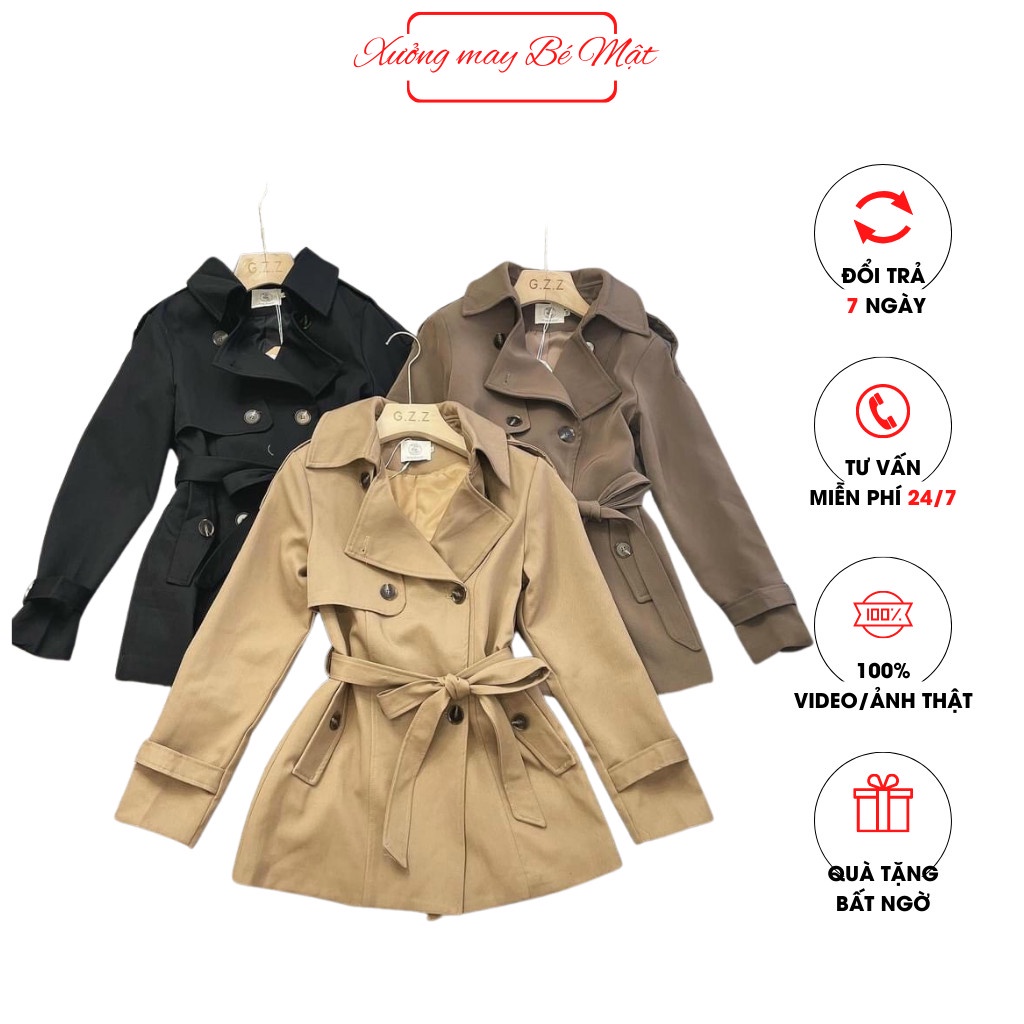 Áo khoác măng tô dáng dài kèm thắt lưng.Áo khoác dài tay form rộng màu đen, nâu thời trang Hàn Quốc