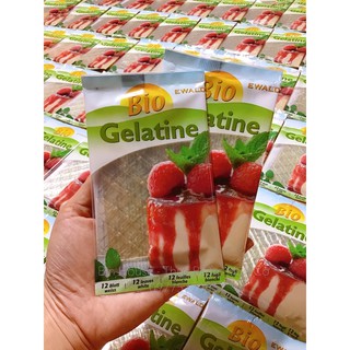 Gelatine hữu cơ / ewald bio / làm bánh/ an toàn / gói 20g/ 12 lá