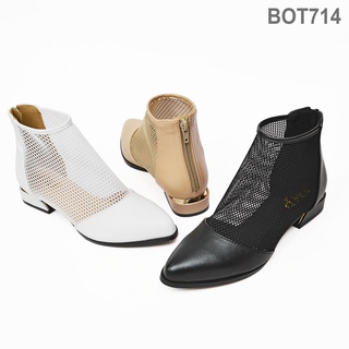Jmp - boot cổ ngắn mũi nhọn gót vuông cao 2,5cm - bot714