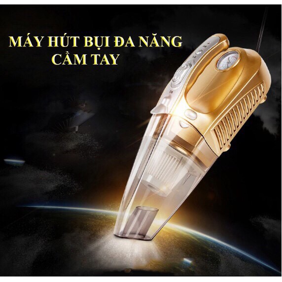 Máy Hút Bụi ô tô 4 in 1 Bơm Lốp, Đo Áp Suất Và Đèn Pin Siêu Sáng (Đa Chức Năng)