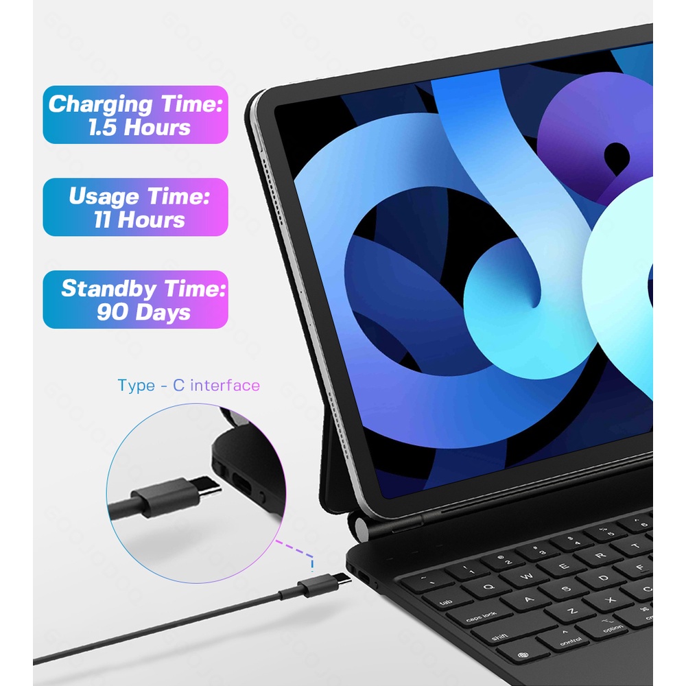 GOOJODOQ Bao đựng bàn phím Air 4 Pro 11 2021 Bàn phím Cantilever nổi Vỏ bàn phím bluetooth