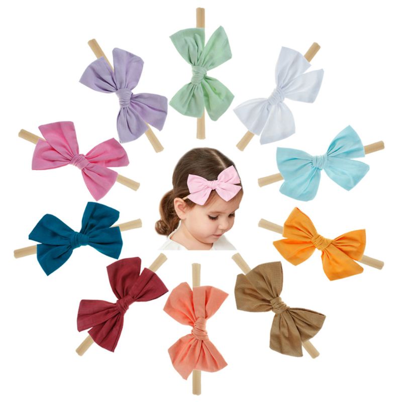 Băng Đô Vải Nylon Đính Nơ In Hoa / Bướm Màu Sắc Ngọt Ngào Không Để Lại Dấu Vết Cho Bé Sơ Sinh