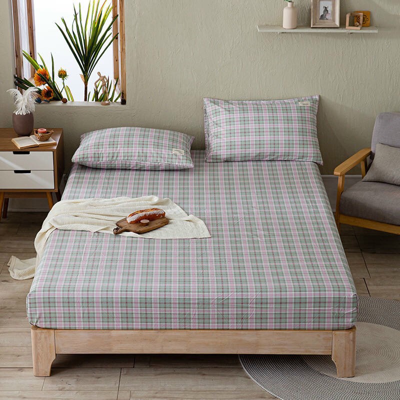 Bộ ga giường và vỏ gối cotton tici kẻ M2T Bedding - set ga gối cotton - drap giường