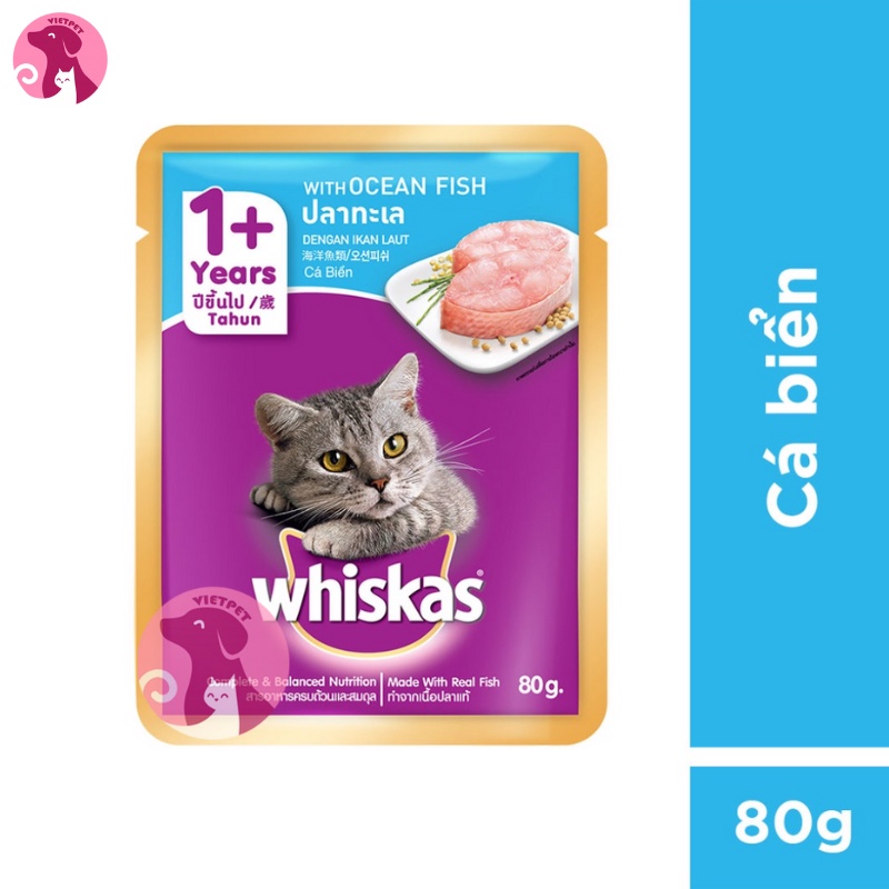 Pate Whiskas Tuna - Mix vị (80g) - Cho Mèo Lớn &amp; Mèo Nhỏ