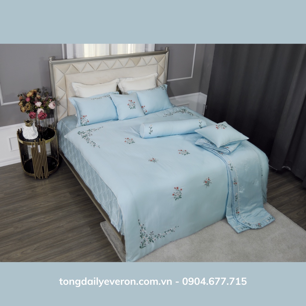 Bộ bốn mùa EVERON gồm: 01 Ga phủ + 01 Chăn bốn mùa 200*220 + 02 Vỏ gối 45*65 EST 20035