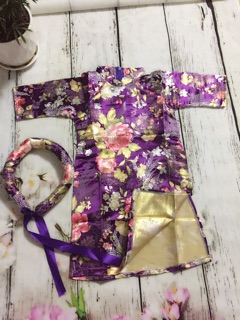 Áo dài gấm hoa màu tím