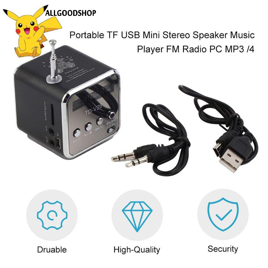 All} TD-V26 Mini Radio FM Digital Portable Speakers /Receiver Support TF Card