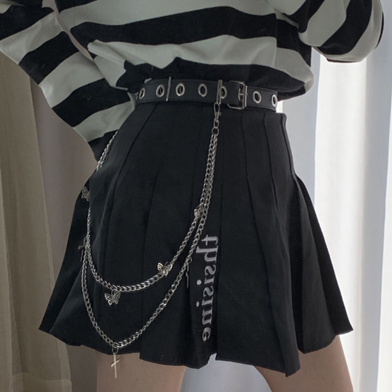 King Gothic Punk Dây Xích Đeo Thắt Lưng Quần Jean Có Mặt Hình Bướm Chéo Phong Cách Harajuku Đường Phố Hip Hop Đường Phố Cho Nữ