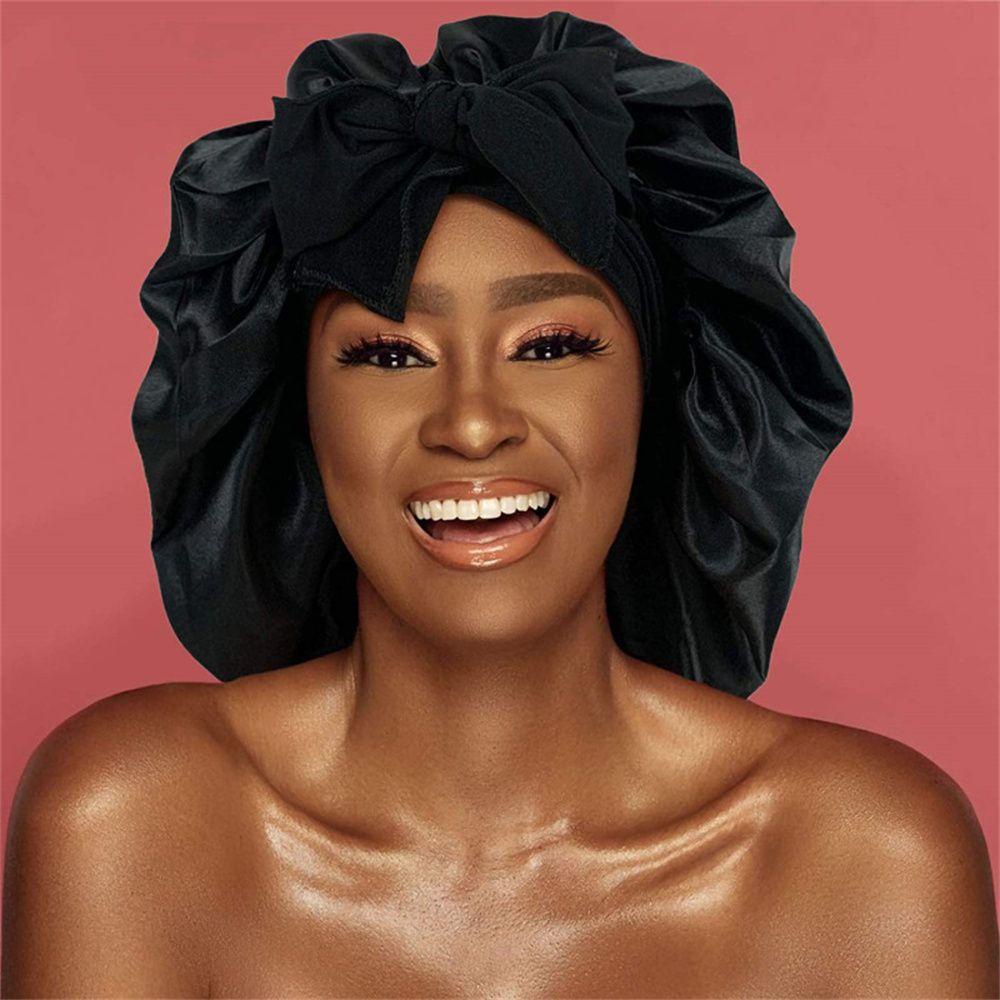 KUNHEV Mũ Trùm Tóc Bằng Vải Satin Màu Trơn Tùy Chỉnh Hỗ Trợ Tạo Kiểu Tóc Khi Ngủ