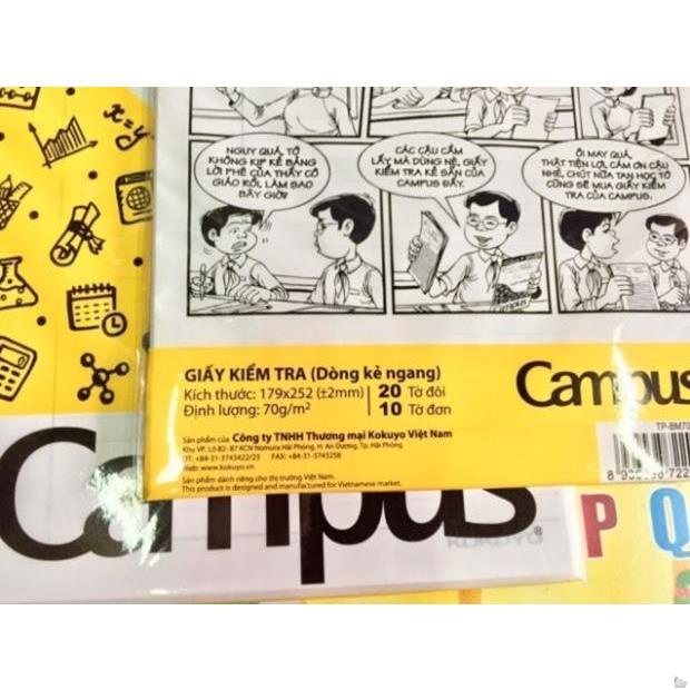 Giấy kiểm tra kẻ ngang Campus BM70G-30 ( 20 tờ đôi và 10 tờ đơn) ...