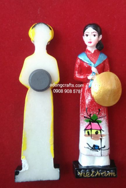Bộ 3 cô gái 3 miền  Bắc Trung Nam magnet hít dính nam châm trang trí gắn tủ lạnh tủ sắt quà lưu niệm Việt Nam