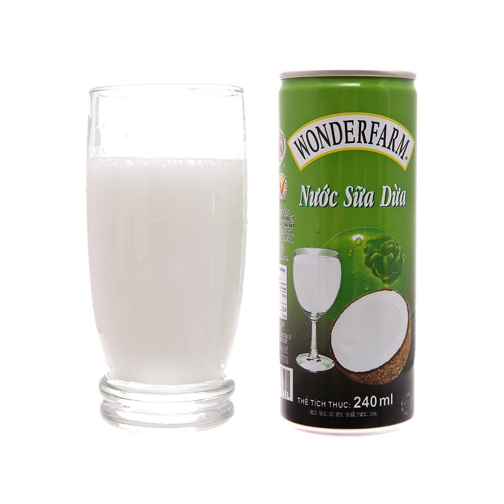 Thùng 30 lon nước sữa dừa WONDERFARM 240ml / Lốc 6 lon nước sữa dừa WONDERFARM 240ml