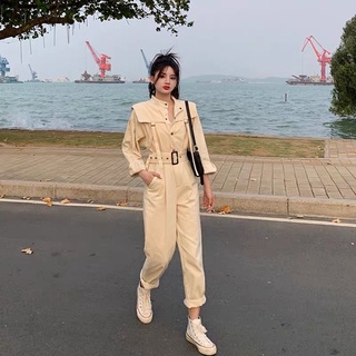 Đồ bay liền quần, màu be tay dài ống suông, hàng chuẩn quảng Châu