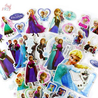 1 sticker dạng bong bóng phồng in hình hoạt hình Frozen Anna & Elsa