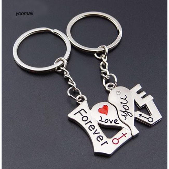 2 Móc khóa hợp kim hình trái tim độc đáo, lãng mạn dùng làm quà tặng ngày Valentine cho cặp đôi