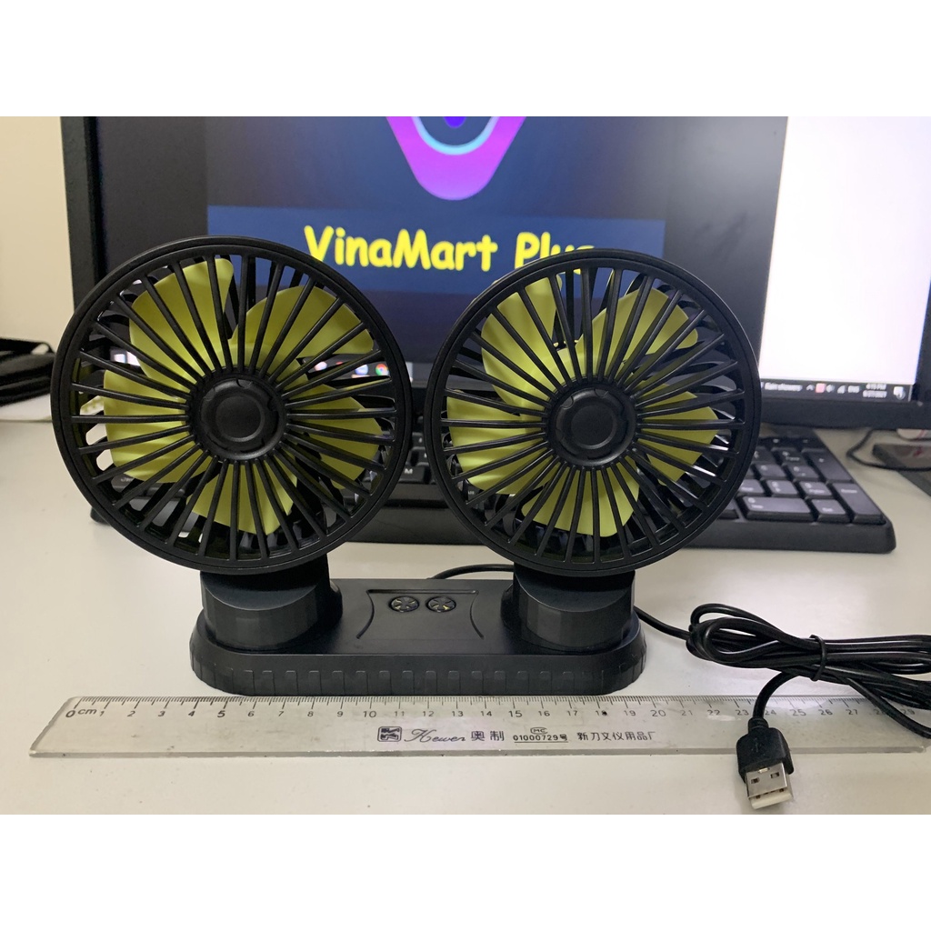 Quạt đôi ô tô, bàn làm việc, cổng usb tiện lợi