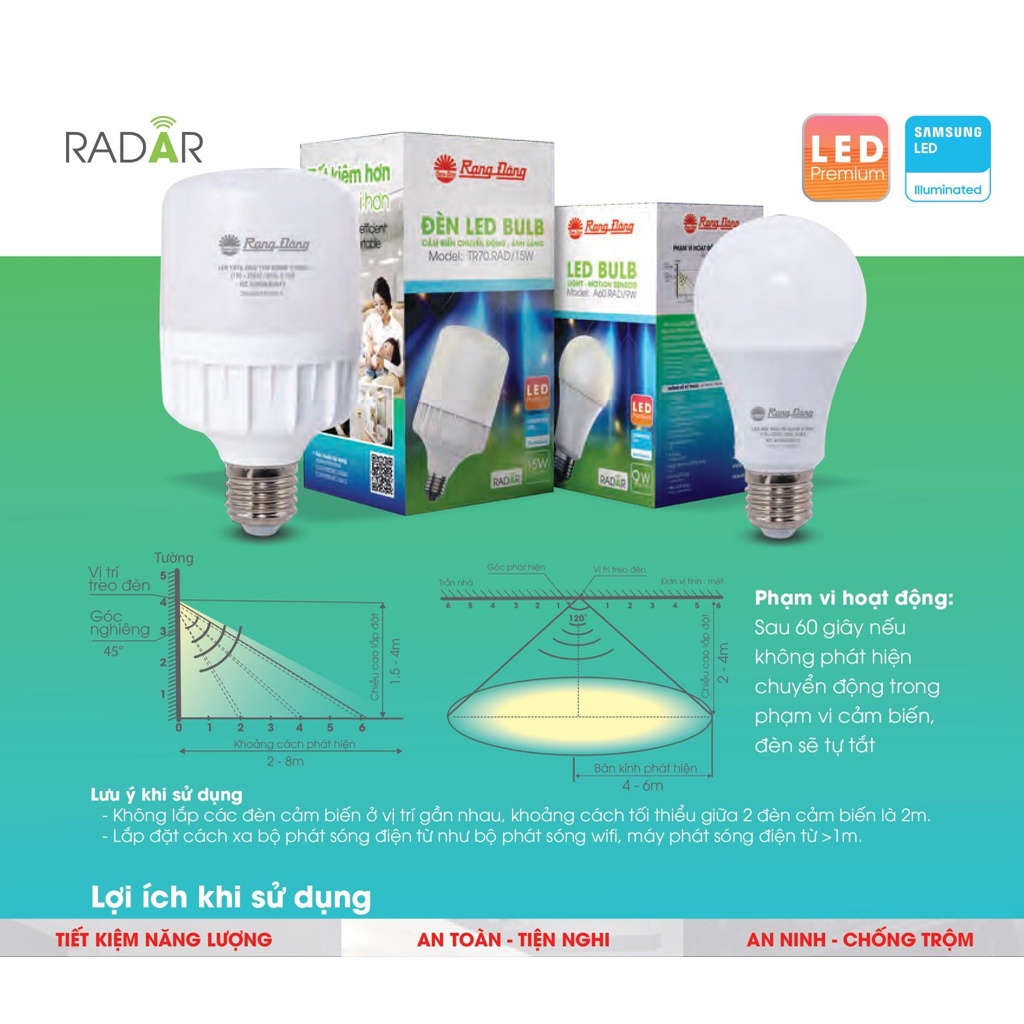 Bóng đèn Led Bulb cảm biến chuyển động Rạng Đông