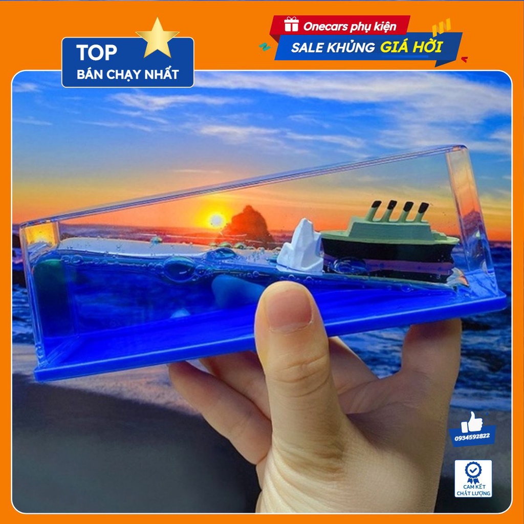 Mô hình 3D trang trí TÀU VƯỢT SÓNG GIÓ bàn làm việc, taplo xe tạo ĐỘNG LỰC