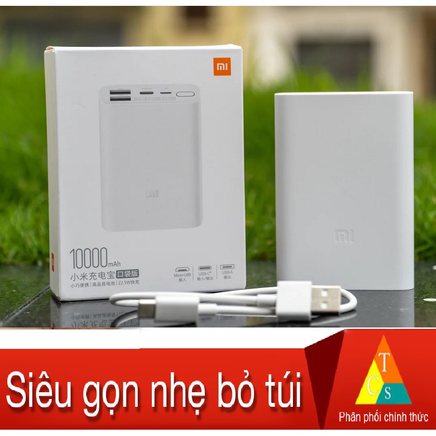 Pin dự phòng Xiaomi 10000mAh Pocket PB1022ZM sạc nhanh iphone chuẩn PD và QC3.0