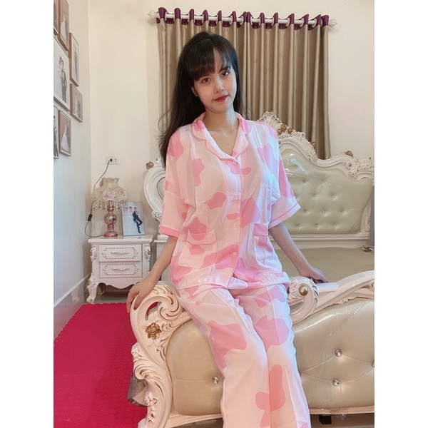 Pijama lụa cao cấp cánh dơi quần dài áo cộc bigsize | BigBuy360 - bigbuy360.vn