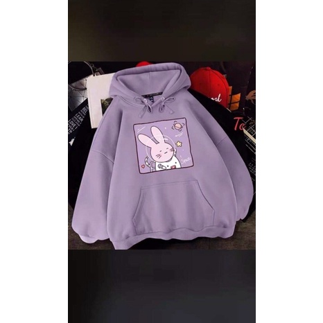 Áo Khoác Nỉ Hoodie Thỏ Tím Đáng Yêu Form Rộng Unisex