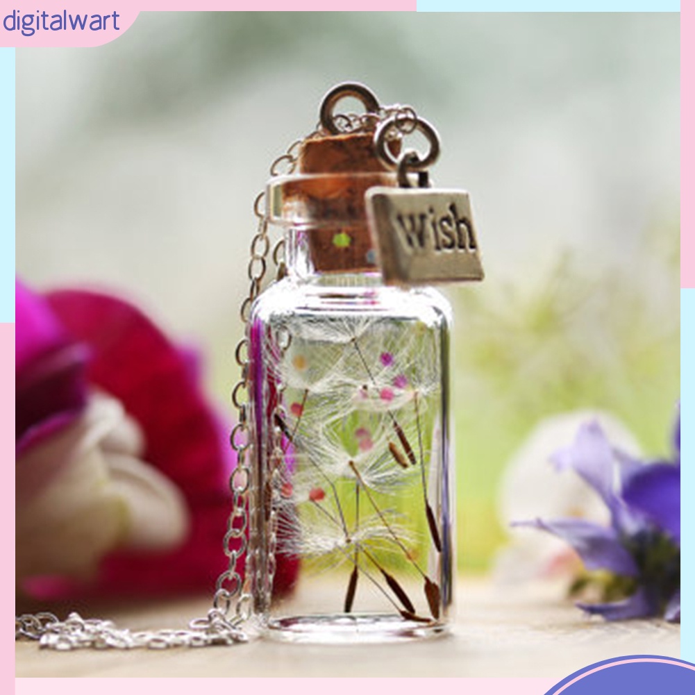 Dây chuyền mặt dây hình lọ ước nguyện có hoa bồ công anh thời trang xinh xắn