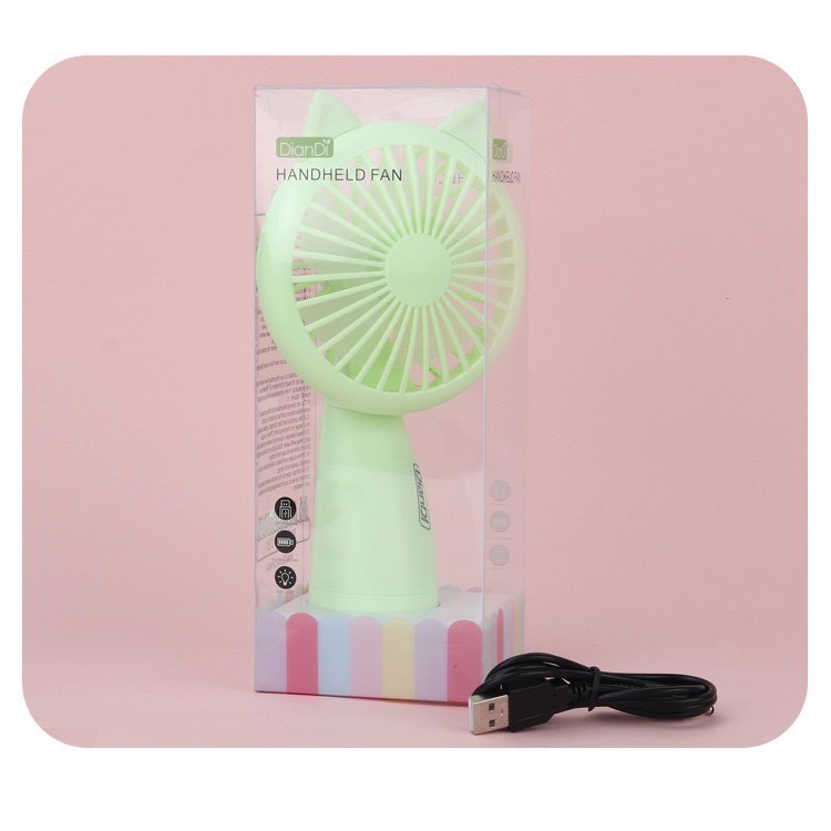 Quạt Cầm Tay Tai Mèo Tai Thỏ 5 Cánh Có Đèn Led Pin Sạc | BigBuy360 - bigbuy360.vn