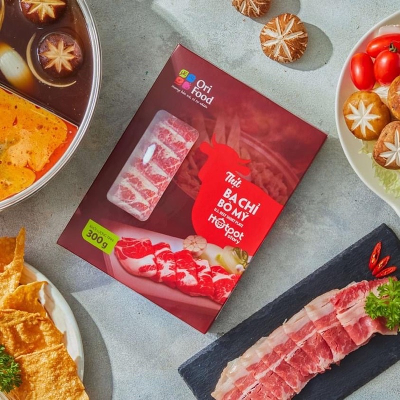 Thịt ba chỉ bò Mỹ 300g [Hotpot Story - Orifood]
