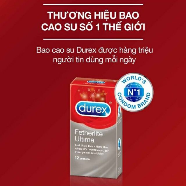 bao cao su Durex Fetherlite Ultima  siêu mỏng (hộp 12 cái)