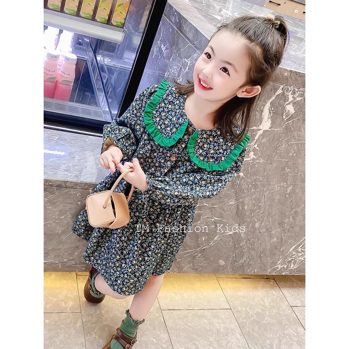 Váy hoa nhí cổ thủy thủ cho bé