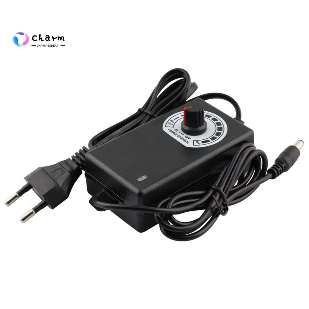 CQP Stock 3V-12V 2A 24W Adjustable Power Supply Adapter Motor Voltage Regulator US/EU Plug