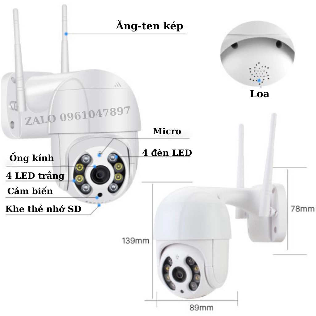 Camera IP WIFI Ngoài Trời 5.0Mpx , Camera an ninh nhiều loại, Hình ảnh sắc nét, Đàm thoại 2 chiều, Bảo hành uy tín