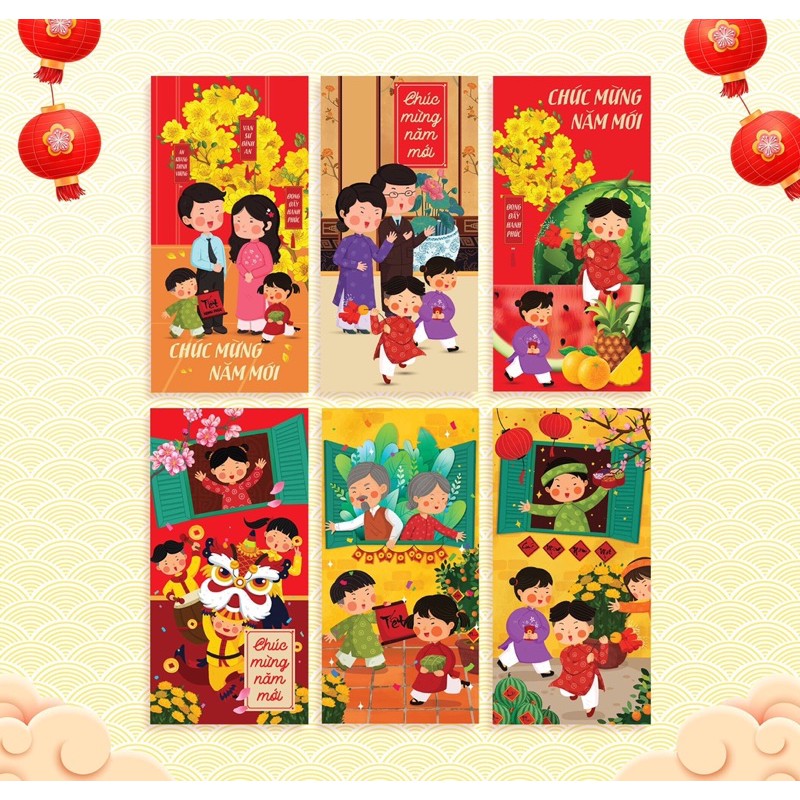 Sỉ 500- 1000 lixi mẫu mới 2021 giấy đẹp tặng túi nilon