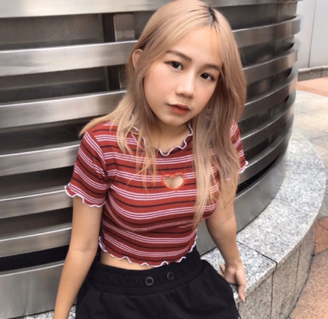 ÁO CROPTOP SỌC CUT OUT ( KÈM HÌNH THẬT )