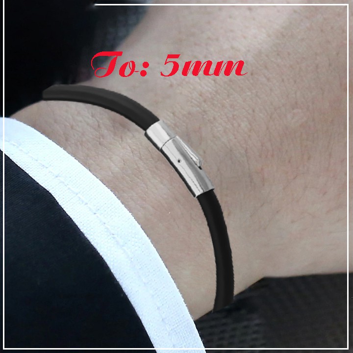 Vòng tay cao su 5 ly cao cấp khóa inox Vip màu trắng - Chọn size theo yêu cầu - Đem lại đẳng cấp phong độ cho người đeo