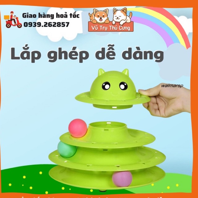 (Cao cấp) Đồ chơi tháp banh 3 tầng cho Mèo thư giãn