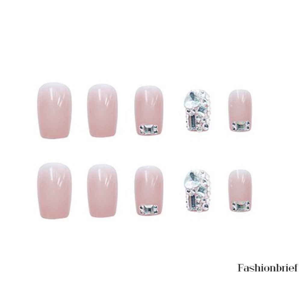 Set 24 móng giả đính kim cương nhân tạo kiểu vuông có thể tháo rời tiện lợi