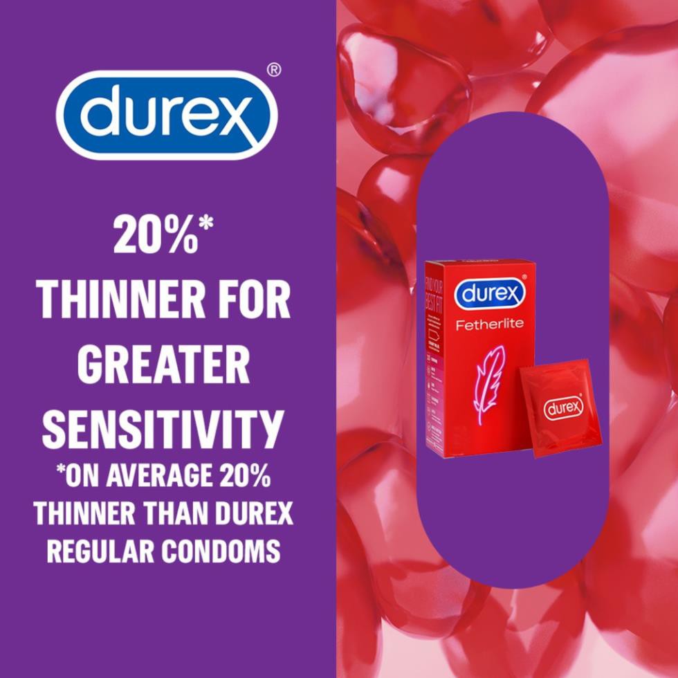 Hộp 30 Cái Bao Cao Su Durex Fetherlite Ultra Thin Feel Condoms xịn