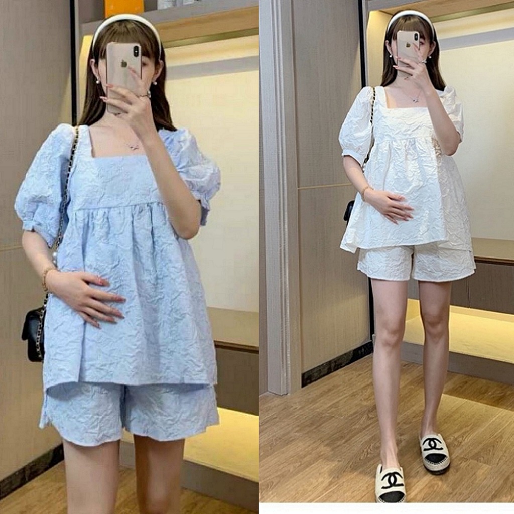 Bộ Bầu Babydoll (Set áo và quần) Chất Đũi Hàn Mềm Mát Cực Xinh Và Thời Trang